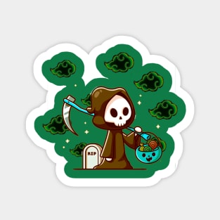 Midnight Stroll of the Grim Reaper: A Haunting Tale Sticker